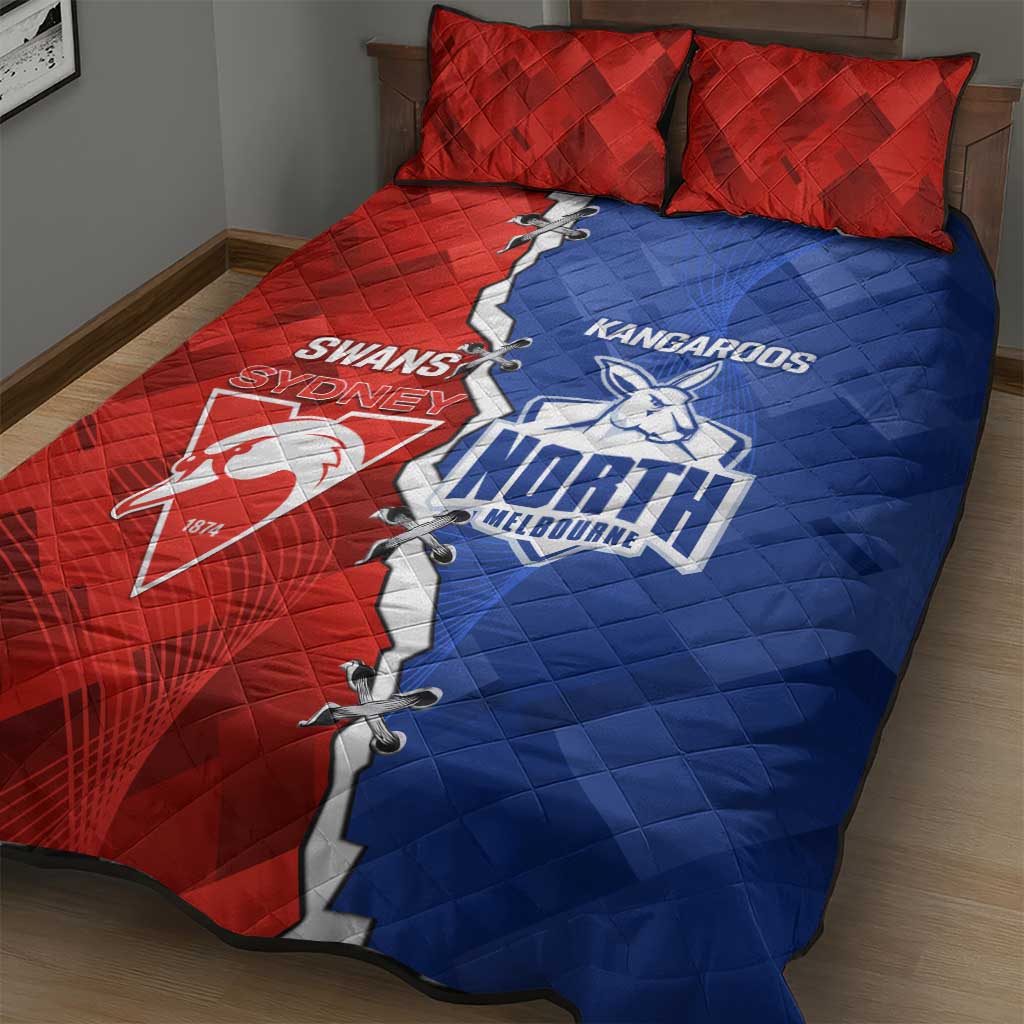 Kangaroos and Swans Quilt Bed Set Dynamic Sporty Version