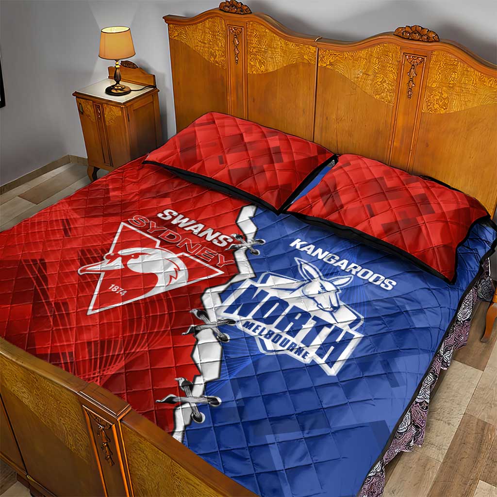 Kangaroos and Swans Quilt Bed Set Dynamic Sporty Version