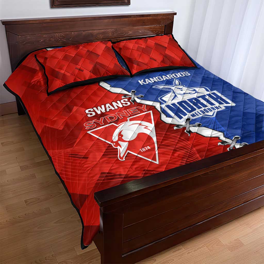 Kangaroos and Swans Quilt Bed Set Dynamic Sporty Version