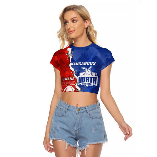 Personalised Kangaroos and Swans Raglan Cropped T Shirt Dynamic Sporty Version