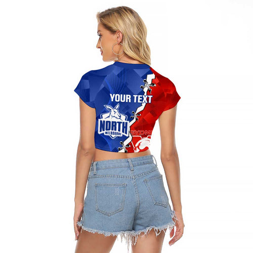 Personalised Kangaroos and Swans Raglan Cropped T Shirt Dynamic Sporty Version
