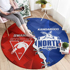Kangaroos and Swans Round Carpet Dynamic Sporty Version