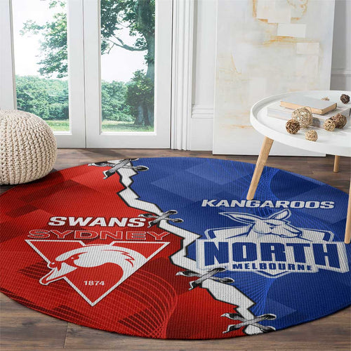 Kangaroos and Swans Round Carpet Dynamic Sporty Version