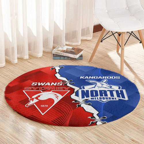 Kangaroos and Swans Round Carpet Dynamic Sporty Version
