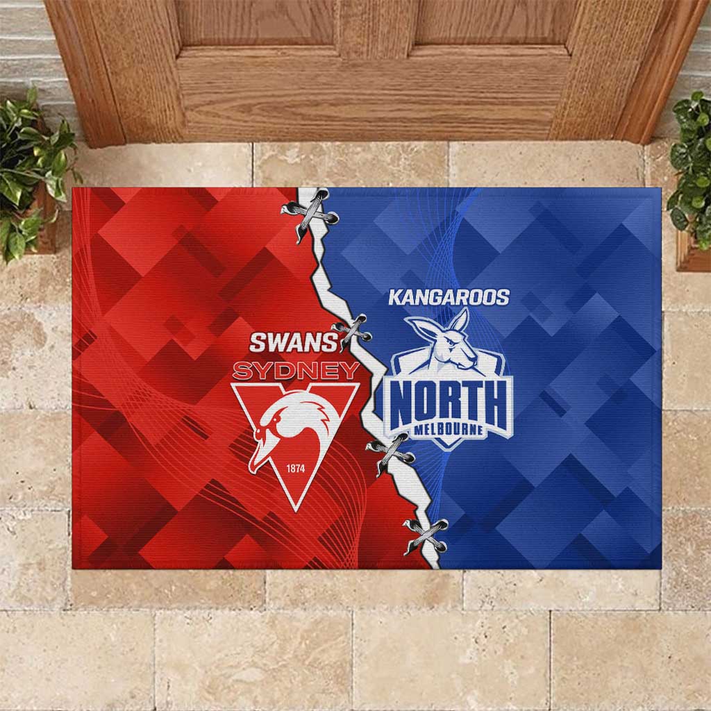 Kangaroos and Swans Rubber Doormat Dynamic Sporty Version