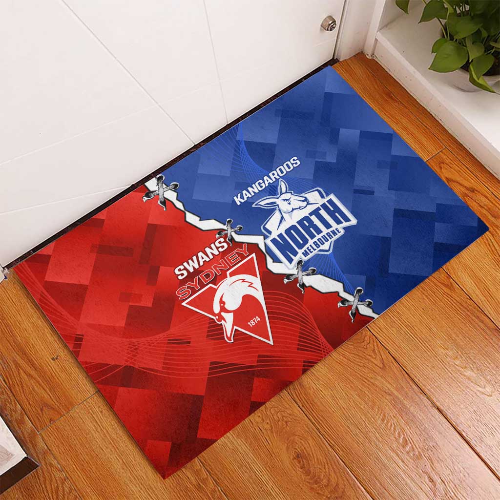 Kangaroos and Swans Rubber Doormat Dynamic Sporty Version