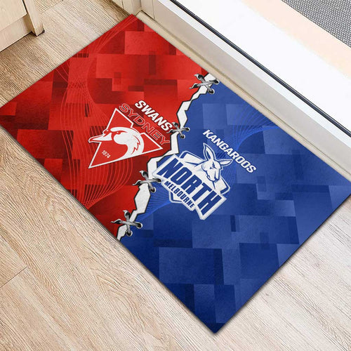 Kangaroos and Swans Rubber Doormat Dynamic Sporty Version