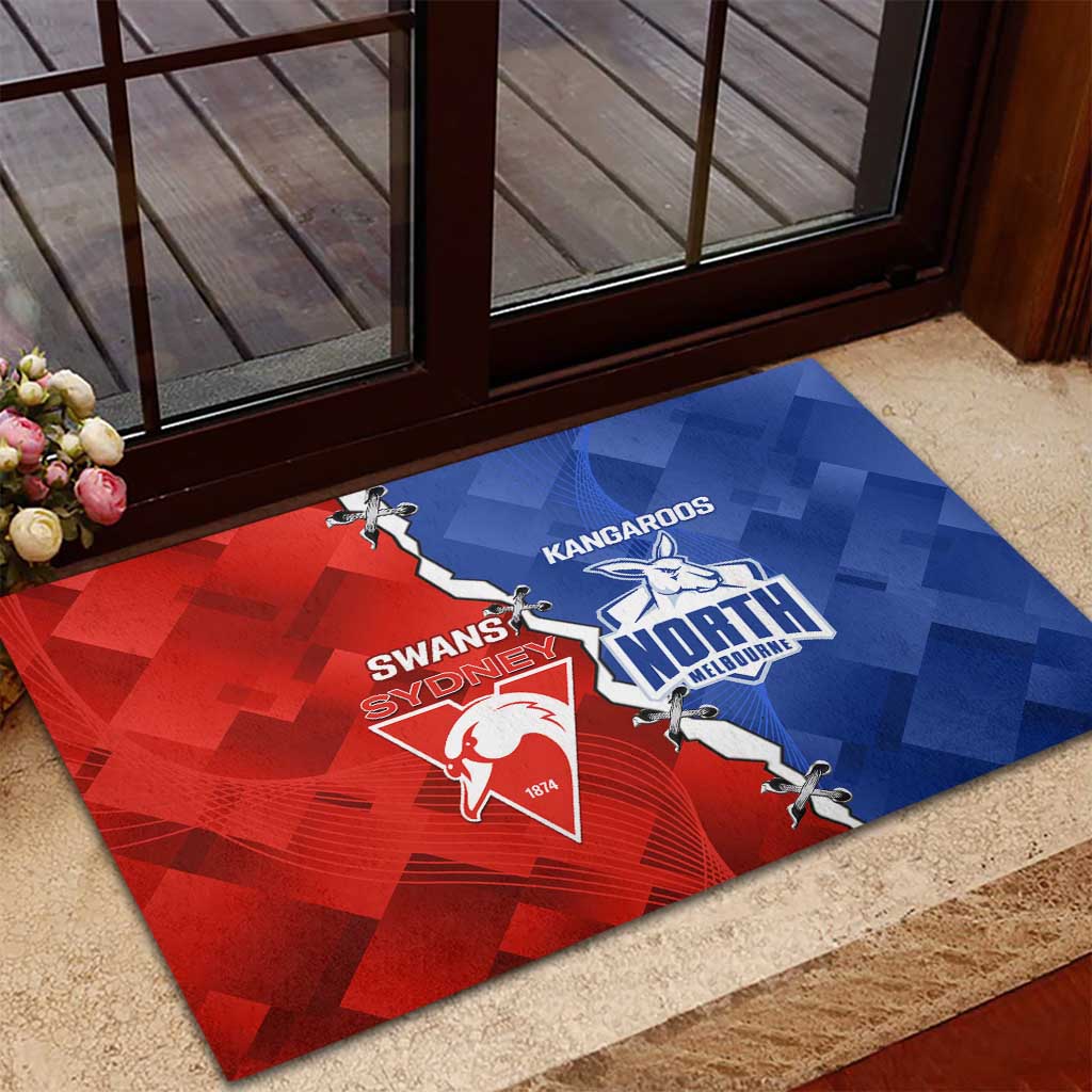 Kangaroos and Swans Rubber Doormat Dynamic Sporty Version
