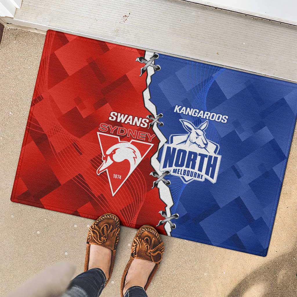 Kangaroos and Swans Rubber Doormat Dynamic Sporty Version
