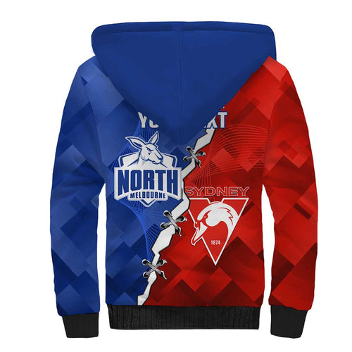Personalised Kangaroos and Swans Sherpa Hoodie Dynamic Sporty Version