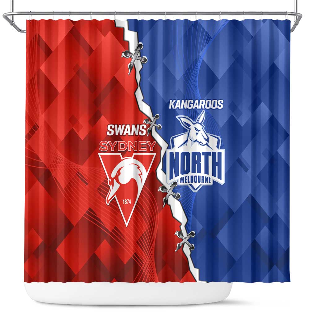 Kangaroos and Swans Shower Curtain Dynamic Sporty Version