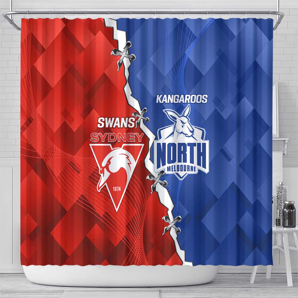 Kangaroos and Swans Shower Curtain Dynamic Sporty Version