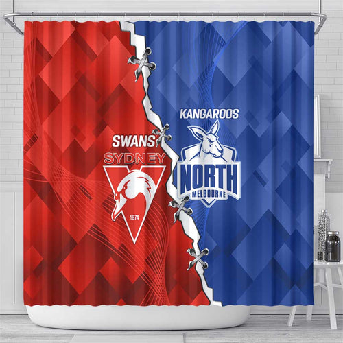 Kangaroos and Swans Shower Curtain Dynamic Sporty Version