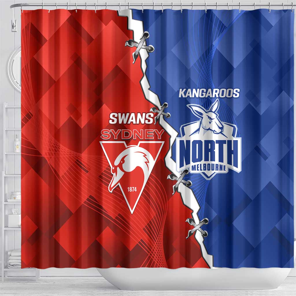 Kangaroos and Swans Shower Curtain Dynamic Sporty Version