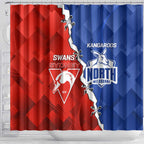 Kangaroos and Swans Shower Curtain Dynamic Sporty Version