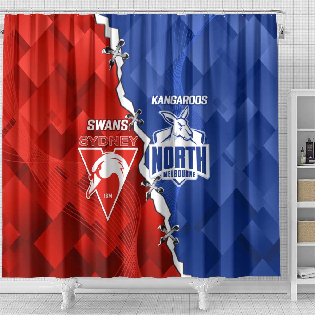 Kangaroos and Swans Shower Curtain Dynamic Sporty Version