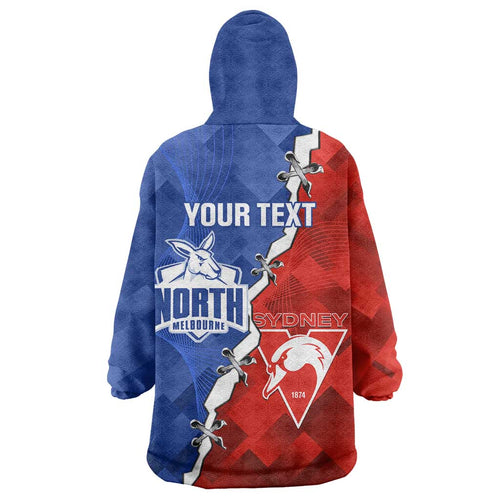 Personalised Kangaroos and Swans Wearable Blanket Hoodie Dynamic Sporty Version