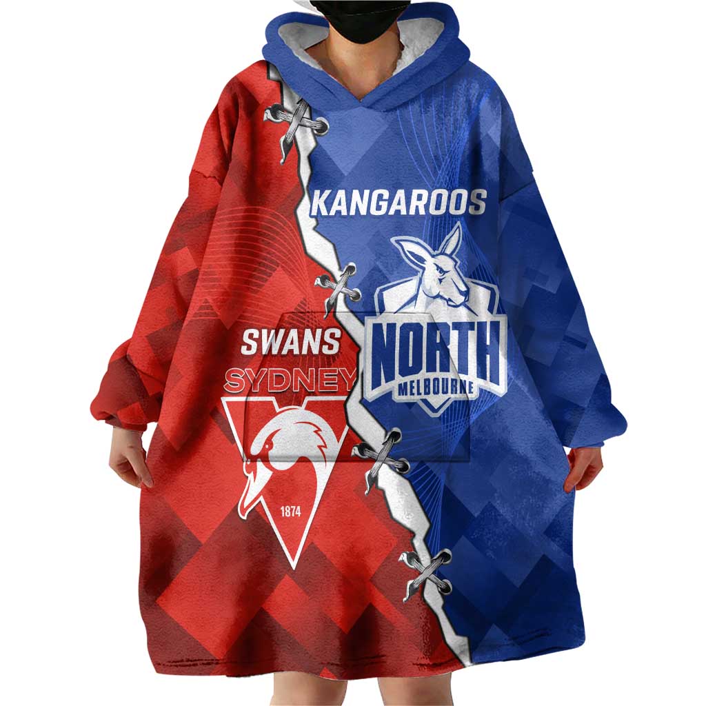 Personalised Kangaroos and Swans Wearable Blanket Hoodie Dynamic Sporty Version