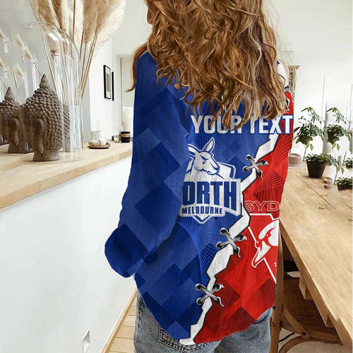 Personalised Kangaroos and Swans Women Casual Shirt Dynamic Sporty Version