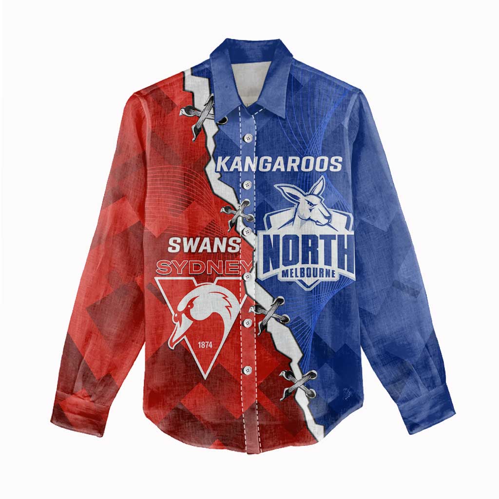 Personalised Kangaroos and Swans Women Casual Shirt Dynamic Sporty Version