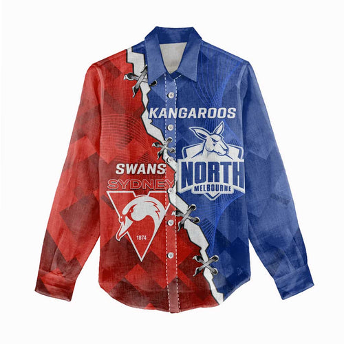 Personalised Kangaroos and Swans Women Casual Shirt Dynamic Sporty Version