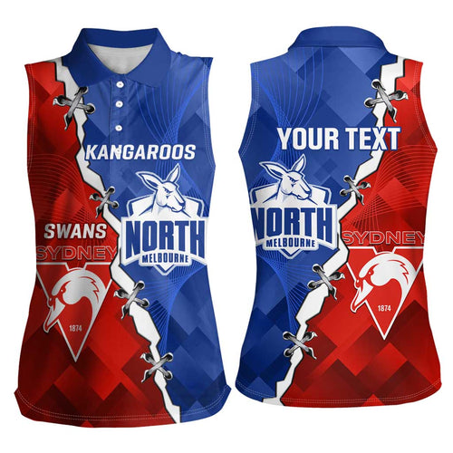 Personalised Kangaroos and Swans Women Sleeveless Polo Shirt Dynamic Sporty Version