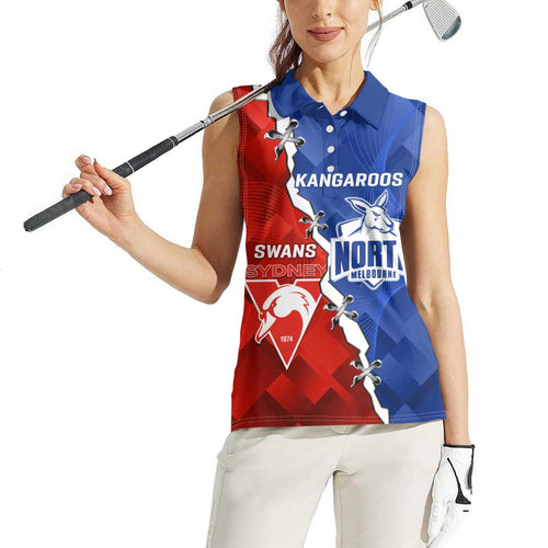 Personalised Kangaroos and Swans Women Sleeveless Polo Shirt Dynamic Sporty Version