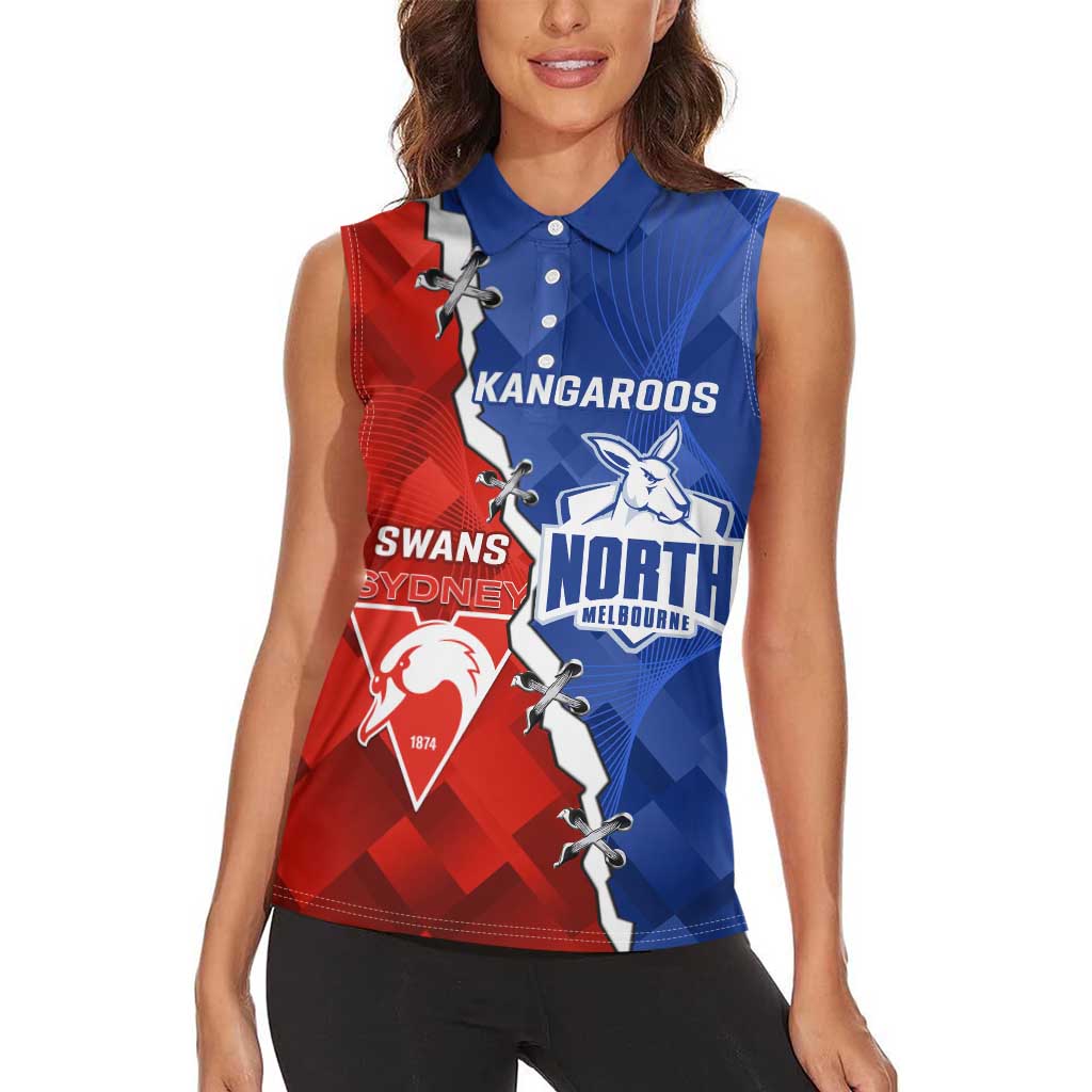 Personalised Kangaroos and Swans Women Sleeveless Polo Shirt Dynamic Sporty Version
