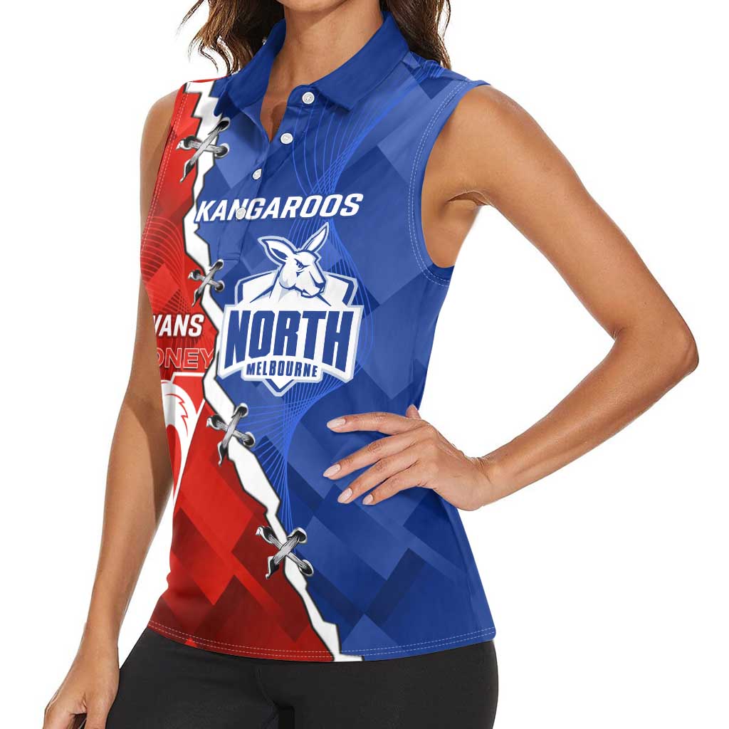 Personalised Kangaroos and Swans Women Sleeveless Polo Shirt Dynamic Sporty Version