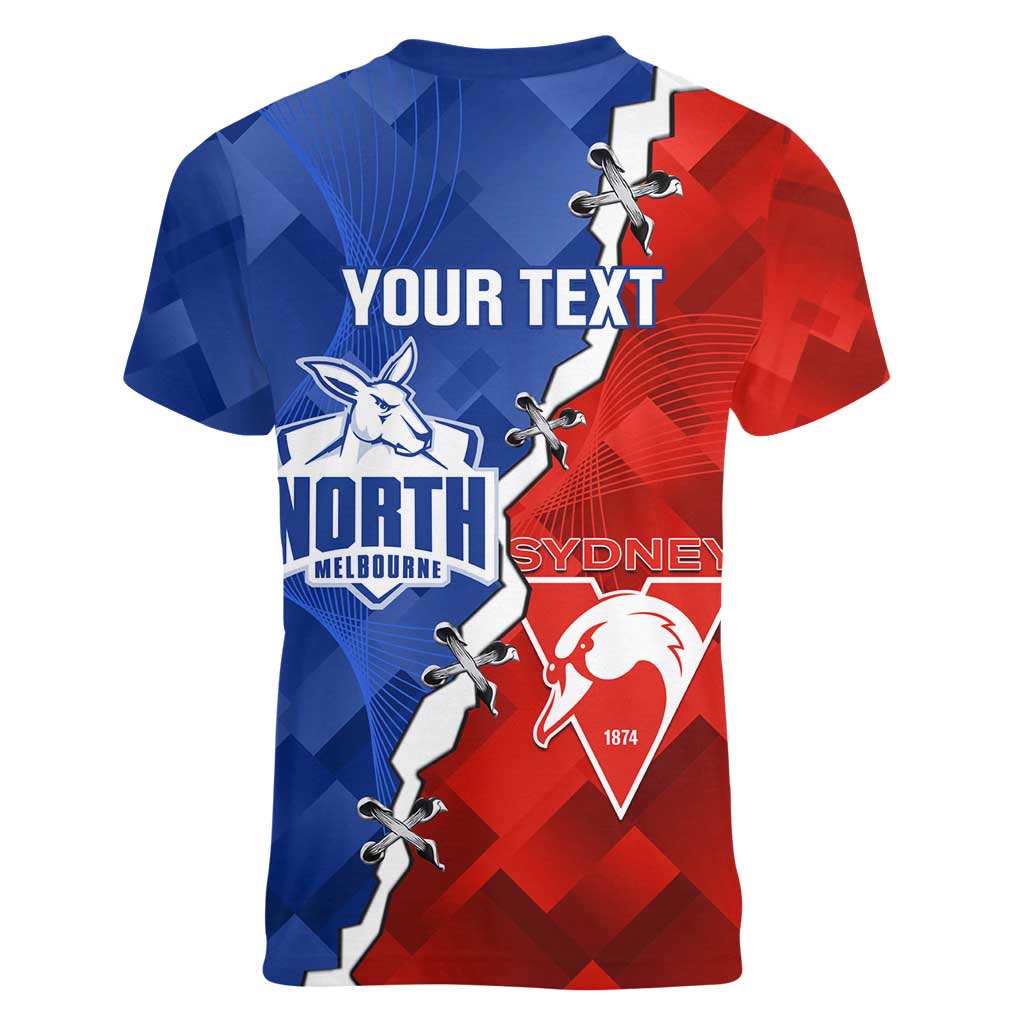 Personalised Kangaroos and Swans Women V-Neck T-Shirt Dynamic Sporty Version