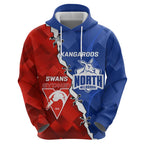 Personalised Kangaroos and Swans Zip Hoodie Dynamic Sporty Version