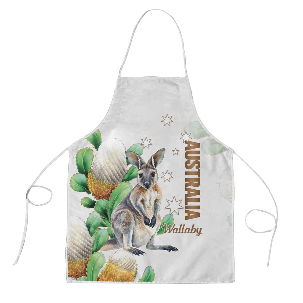 Australia Wallaby Apron Yellow Banksia Watercolor Style - Aussie Hoodie