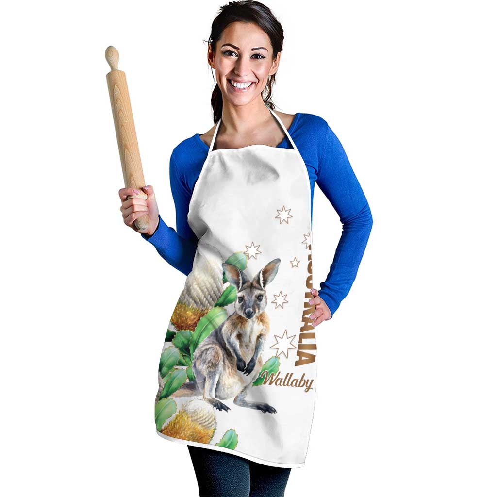 Australia Wallaby Apron Yellow Banksia Watercolor Style - Aussie Hoodie