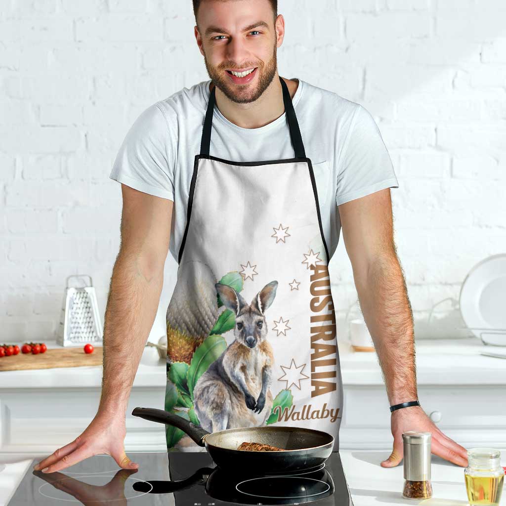 Australia Wallaby Apron Yellow Banksia Watercolor Style - Aussie Hoodie