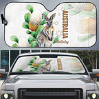 Australia Wallaby Auto Sun Shade Yellow Banksia Watercolor Style - Aussie Hoodie