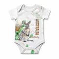 Australia Wallaby Baby Onesie Yellow Banksia Watercolor Style