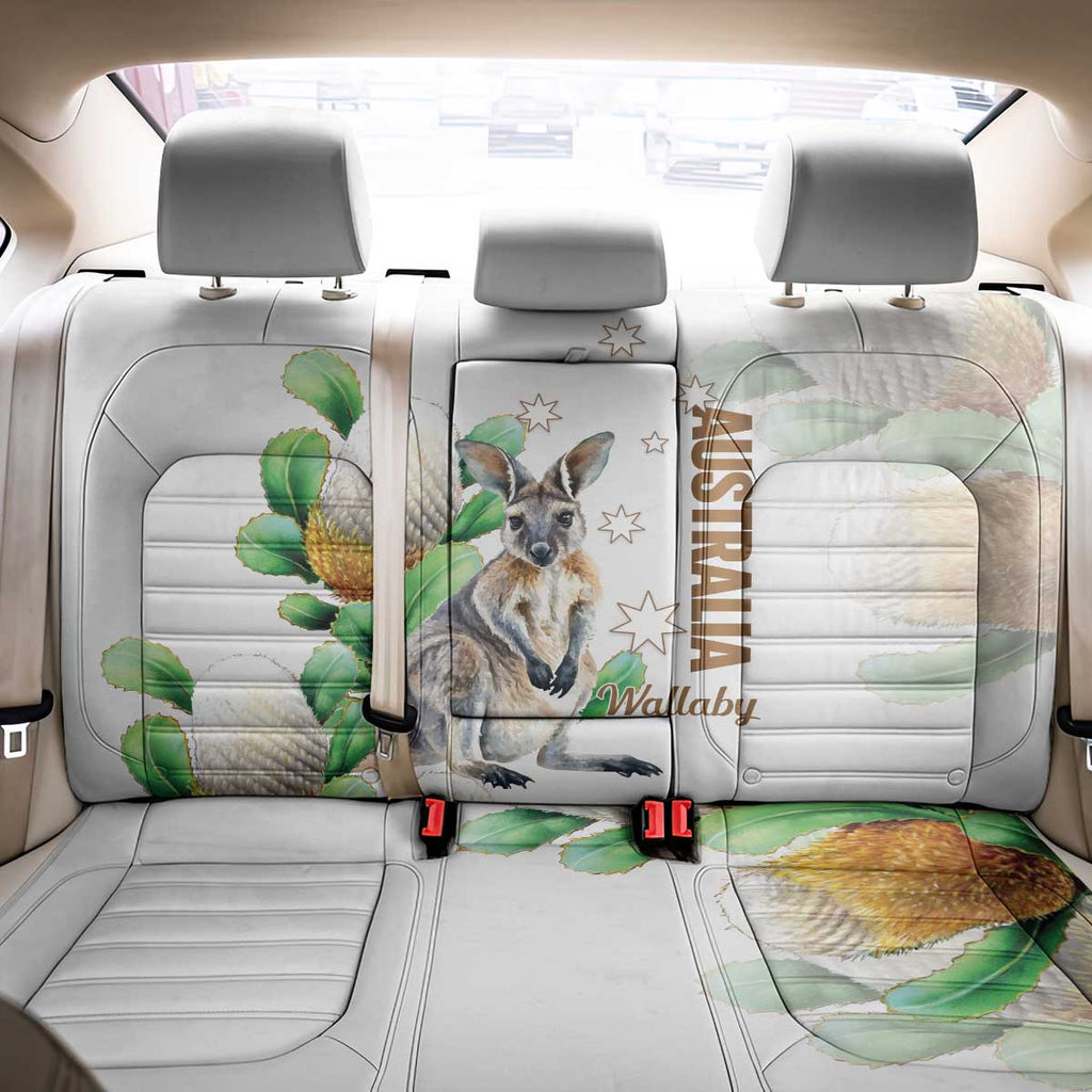 Australia Wallaby Back Car Seat Cover Yellow Banksia Watercolor Style - Aussie Hoodie