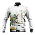 Australia Wallaby Baseball Jacket Yellow Banksia Watercolor Style - Aussie Hoodie