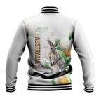 Australia Wallaby Baseball Jacket Yellow Banksia Watercolor Style - Aussie Hoodie