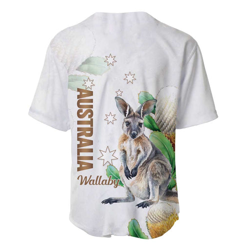 Australia Wallaby Baseball Jersey Yellow Banksia Watercolor Style - Aussie Hoodie