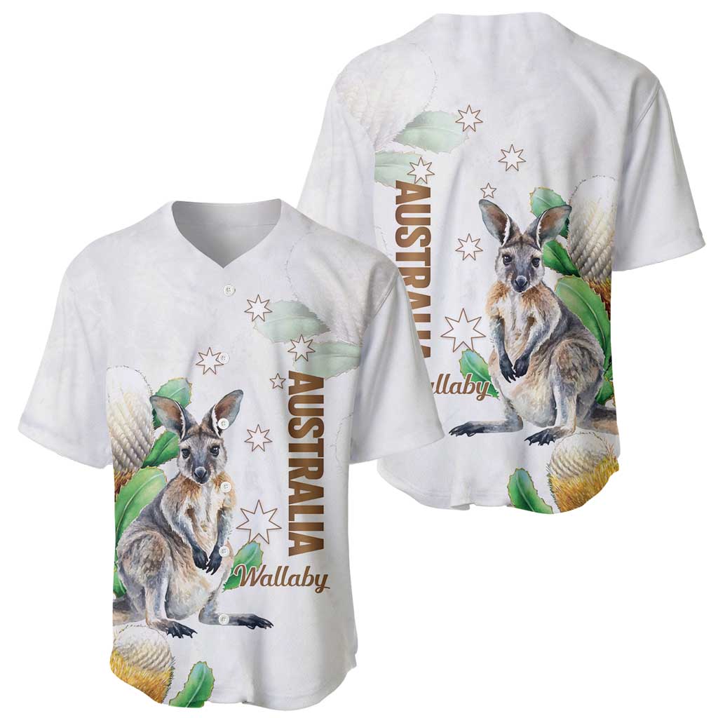 Australia Wallaby Baseball Jersey Yellow Banksia Watercolor Style - Aussie Hoodie