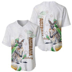 Australia Wallaby Baseball Jersey Yellow Banksia Watercolor Style - Aussie Hoodie