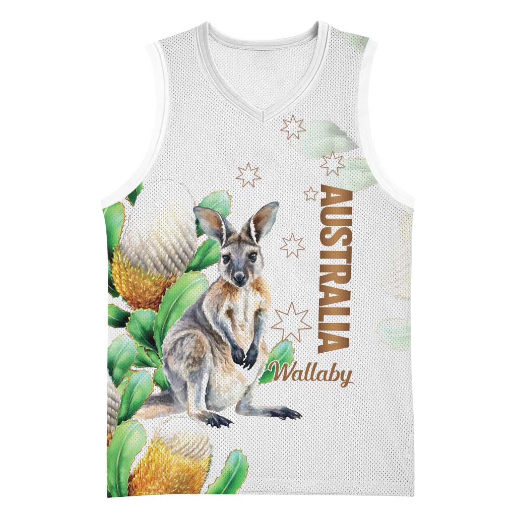 Australia Wallaby Basketball Jersey Yellow Banksia Watercolor Style - Aussie Hoodie