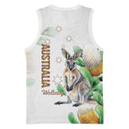 Australia Wallaby Basketball Jersey Yellow Banksia Watercolor Style - Aussie Hoodie
