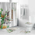 Australia Wallaby Bathroom Set Yellow Banksia Watercolor Style - Aussie Hoodie