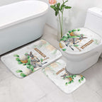 Australia Wallaby Bathroom Set Yellow Banksia Watercolor Style - Aussie Hoodie