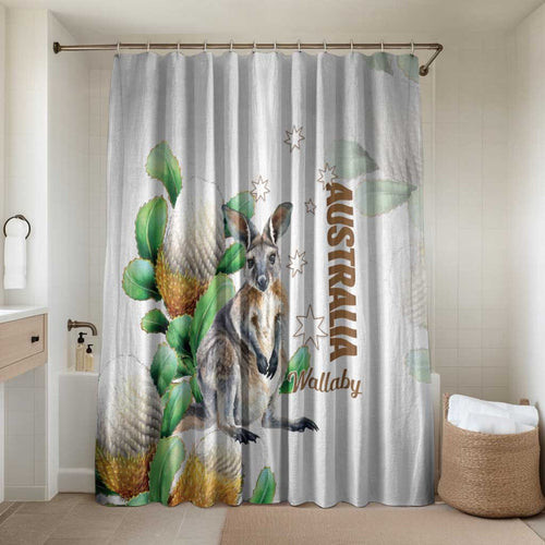 Australia Wallaby Bathroom Set Yellow Banksia Watercolor Style - Aussie Hoodie