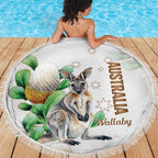 Australia Wallaby Beach Blanket Yellow Banksia Watercolor Style - Aussie Hoodie