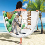 Australia Wallaby Beach Blanket Yellow Banksia Watercolor Style - Aussie Hoodie