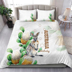 Australia Wallaby Bedding Set Yellow Banksia Watercolor Style - Aussie Hoodie